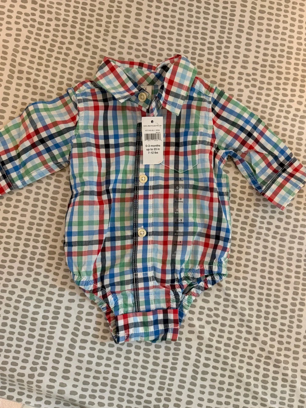 GAP Multi-Color Plaid Button-Down Bodysuit - Red Blue Green White